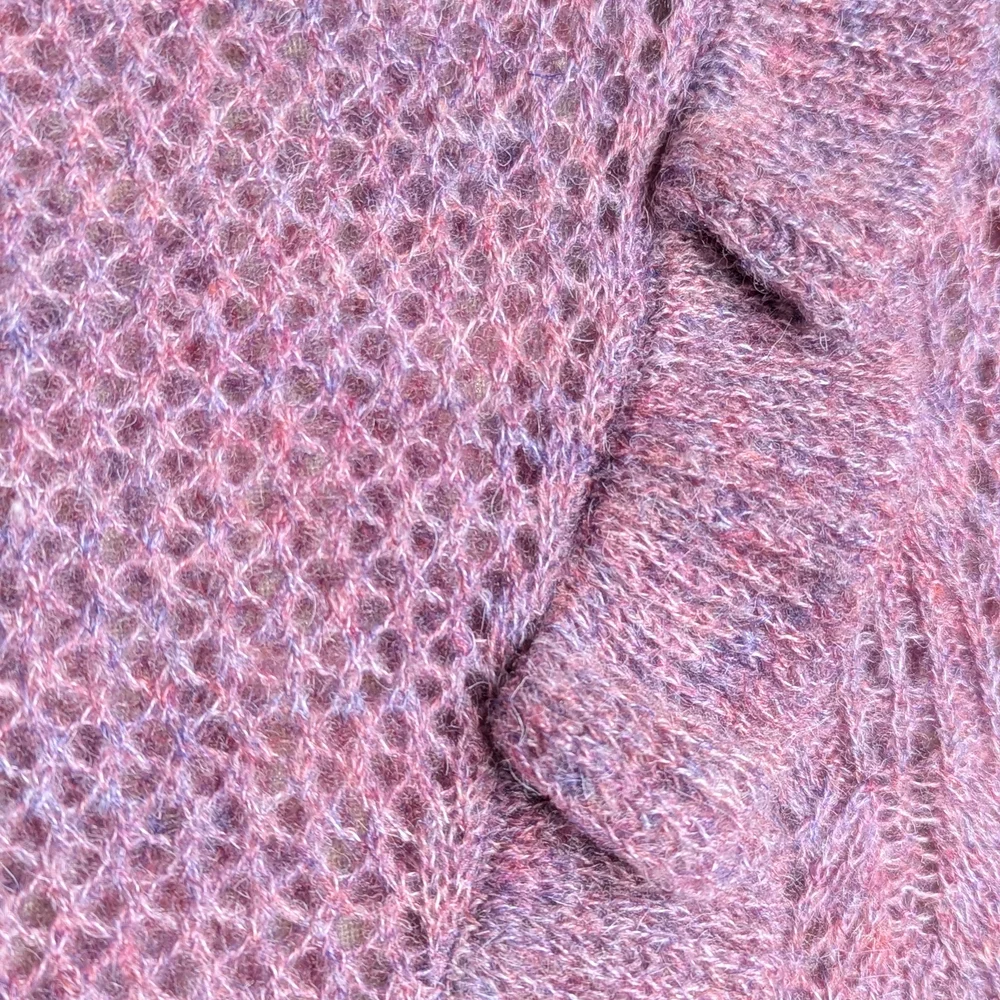 Bishop + Young Ruffle Lace Knit Sweater Purple Mock Neck M - Picture 6 of 9